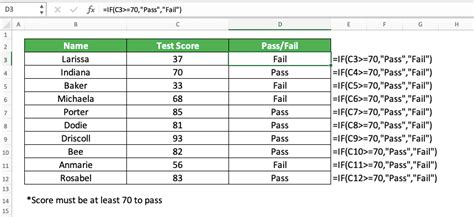 pass fail in excel formula|simple if statement in excel.